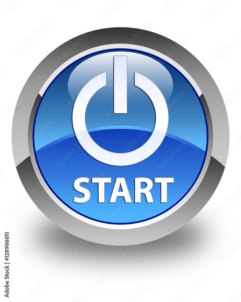 Start (power icon) glossy blue round button Start (power icon) glossy blue round button
