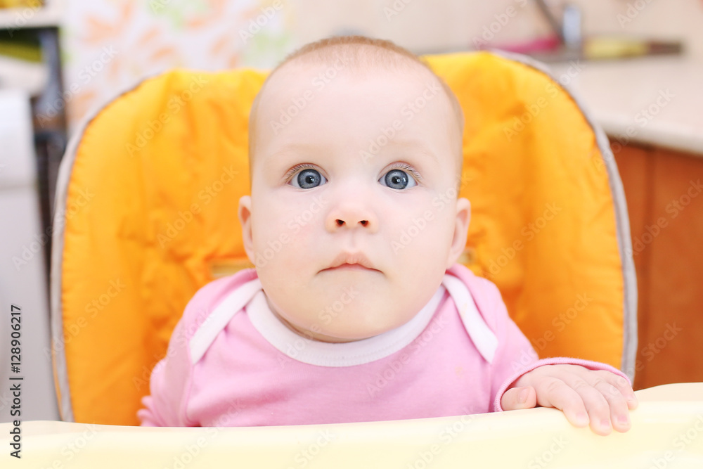 7 months baby girl on baby chair Stock Photo Adobe Stock