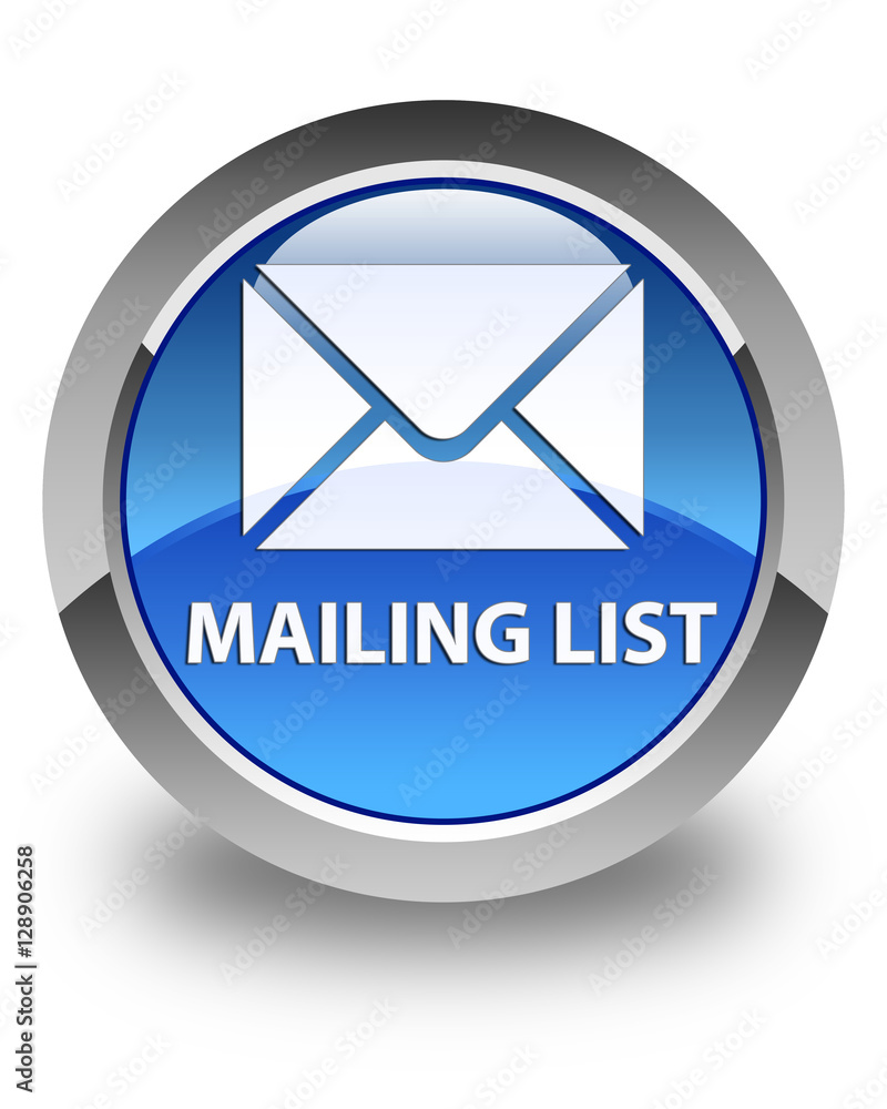 Mailing list glossy blue round button Mailing list glossy blue round button