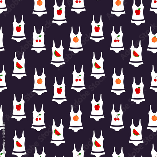 Seamless cute pattern made of flat underwear with fruit print on