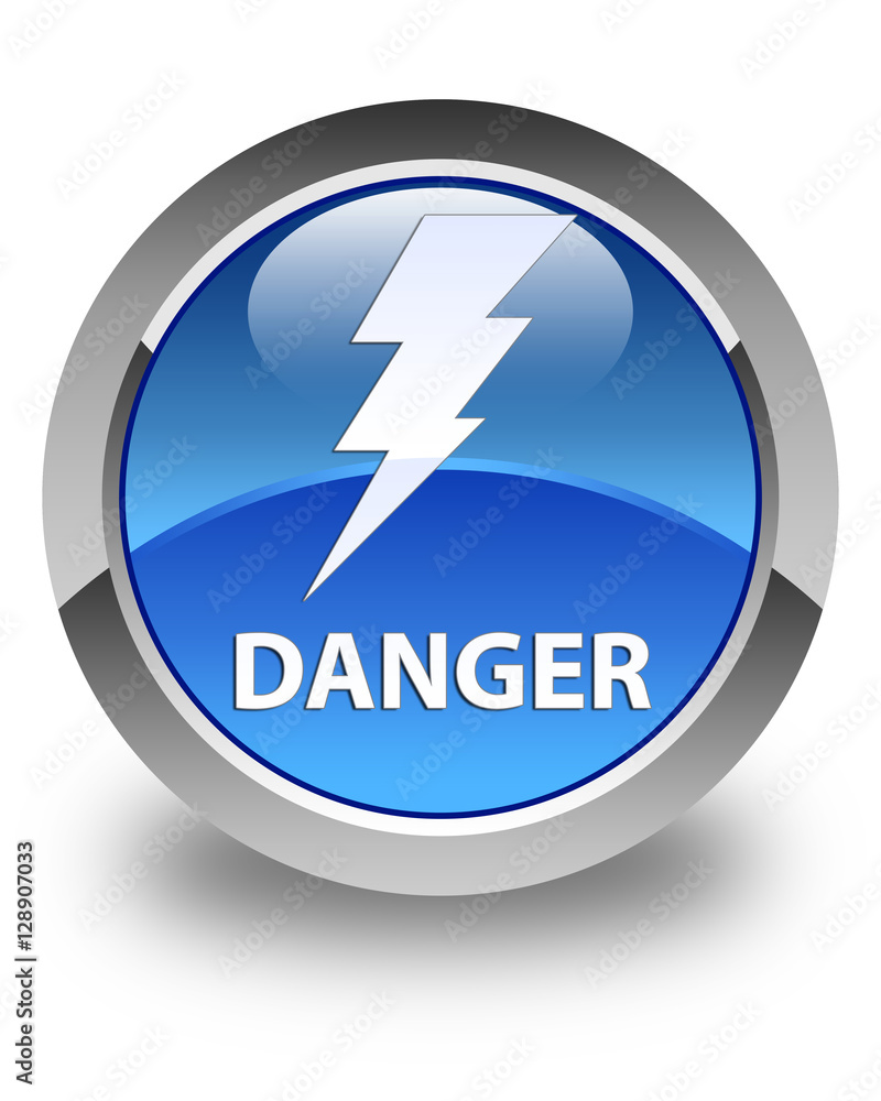 Danger (electricity icon) glossy blue round button Danger (electricity icon) glossy blue round button