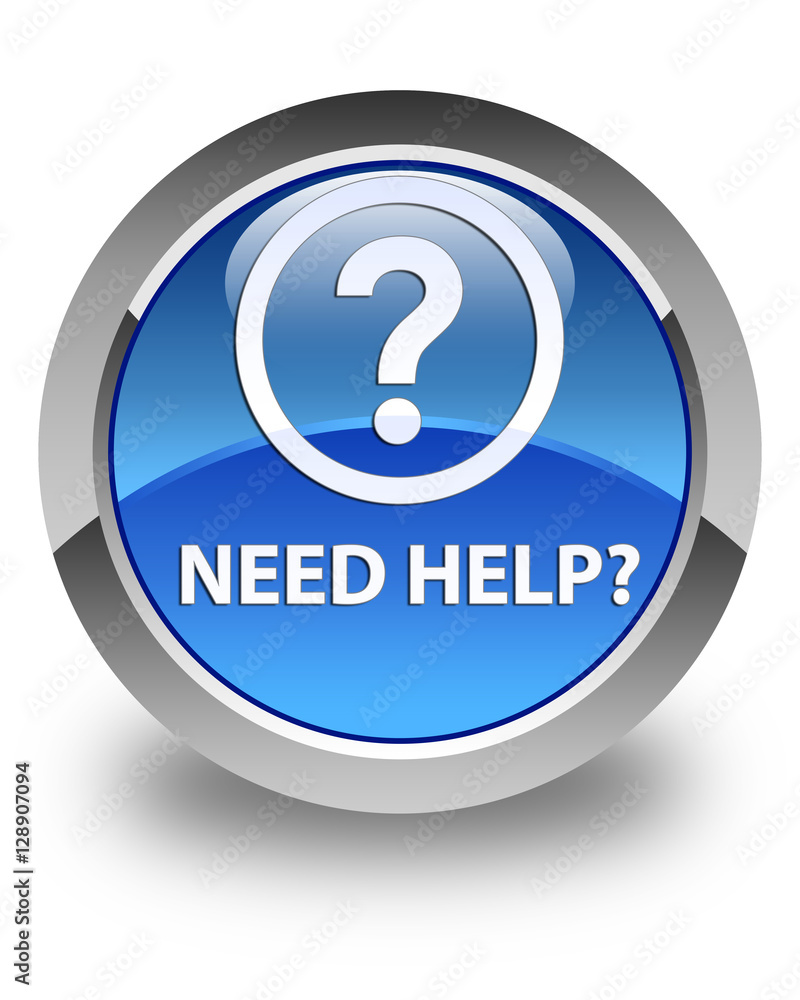 Need help (question icon) glossy blue round button Need help (question icon) glossy blue round button