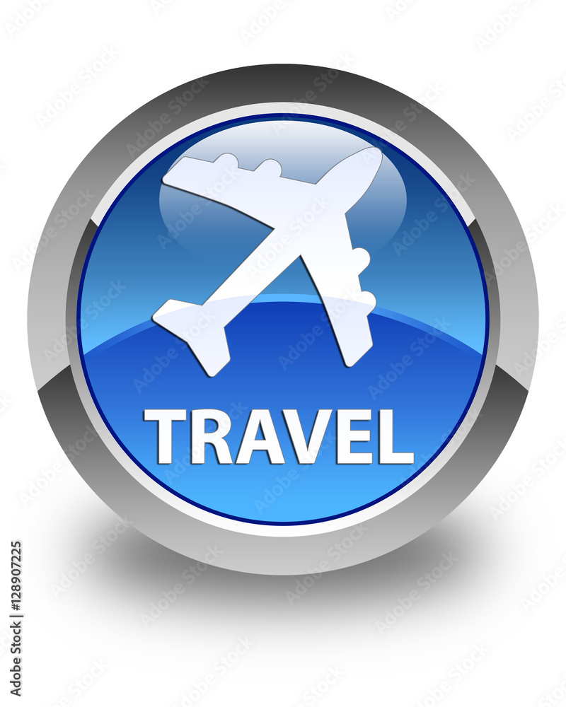 Travel (plane icon) glossy blue round button Travel (plane icon) glossy blue round button