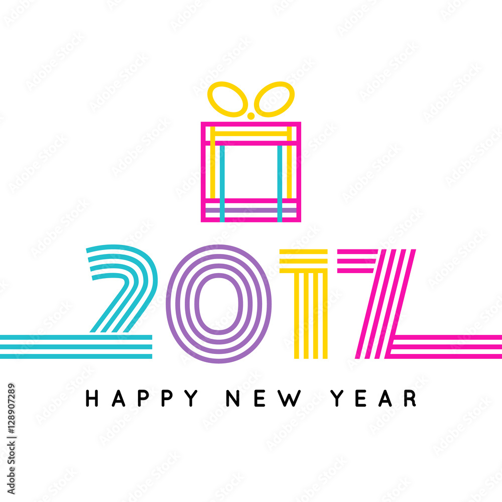 Fototapeta premium Happy new 2017 year. Colorful design. Vector illustration and photo image available