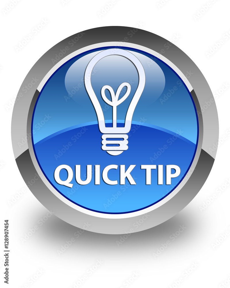 Quick tip (bulb icon) glossy blue round button Quick tip (bulb icon) glossy blue round button