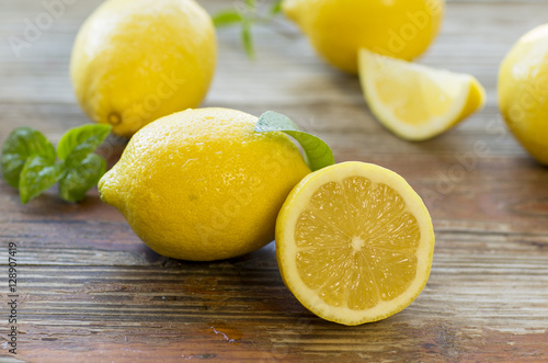 Lemons On A Rustic Background