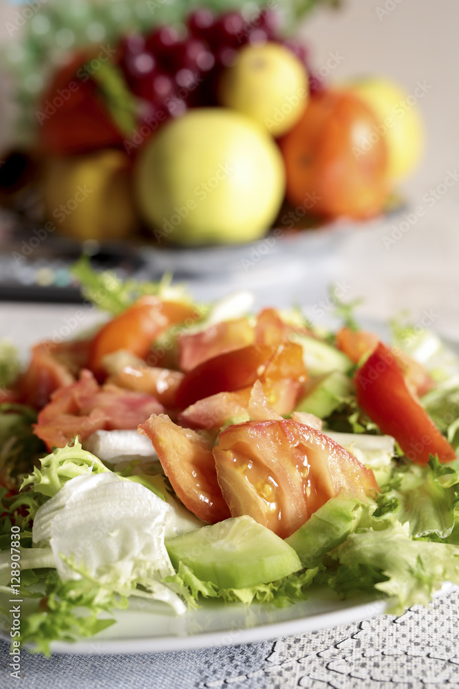 Plate of salad with various vegetables. Plate of salad with various vegetables.