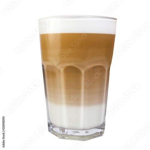 Cappuccino in tall cup with milk foam
