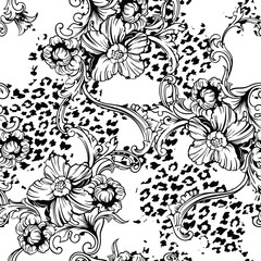 Fototapete Eklektische Muster Eklektisches Tiermuster mit Barockornament  © Nadia Grapes