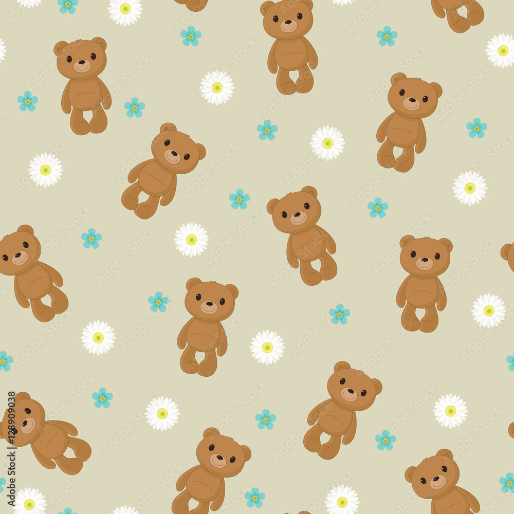 Cute Adorable Teddy Bear Cartoon Doodle Seamless Pattern Wallpaper Cover  Banner Backgrounds | AI Free Download - Pikbest