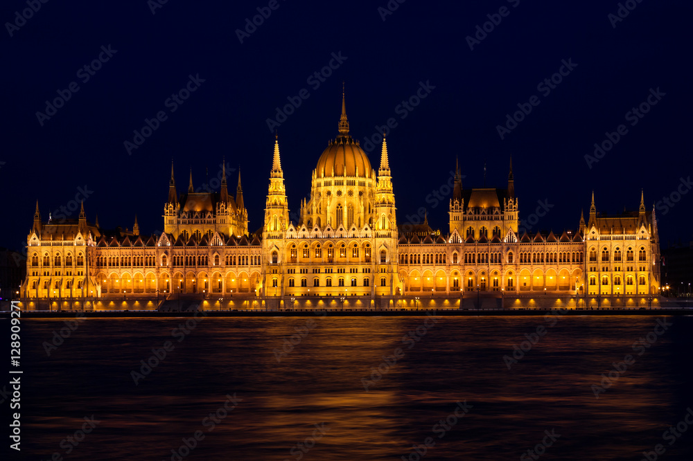 The Budapest Parliament building at night