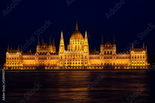 The Budapest Parliament building at night