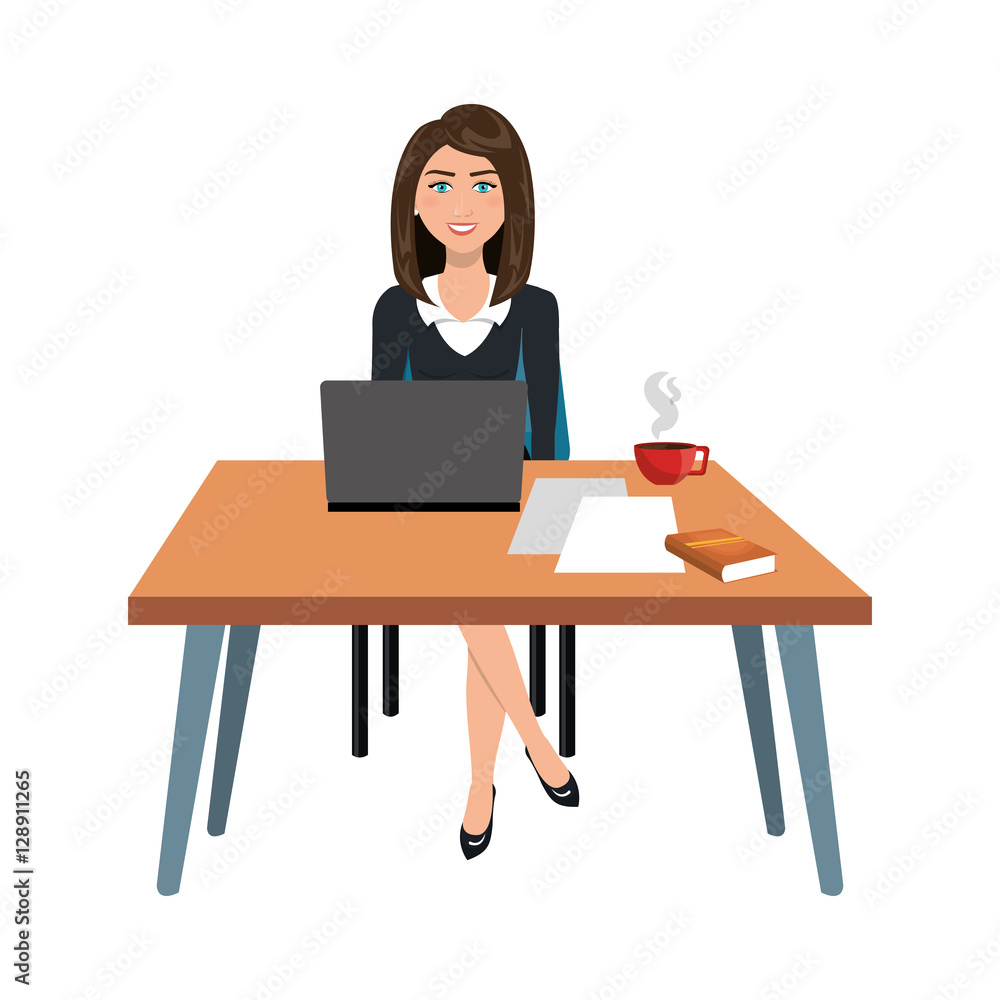 business person sitting in workplace vector illustration design business person sitting in workplace vector illustration design