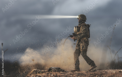 Soldier walking on the battlefield. It´s a doll © brunogm