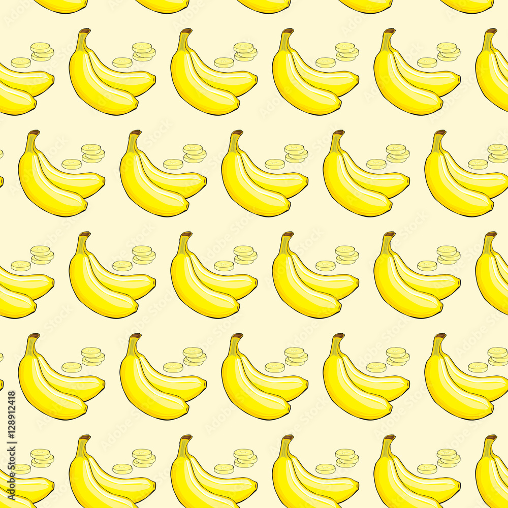 Banana pattern with slices of banana.