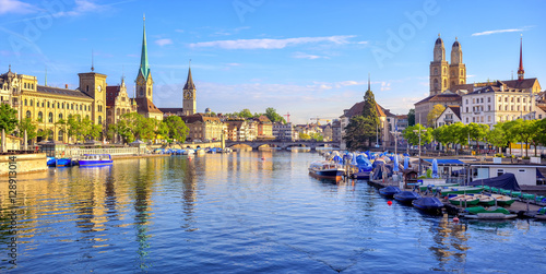 Panoramic view of the old town of Zurich, Switzerland
