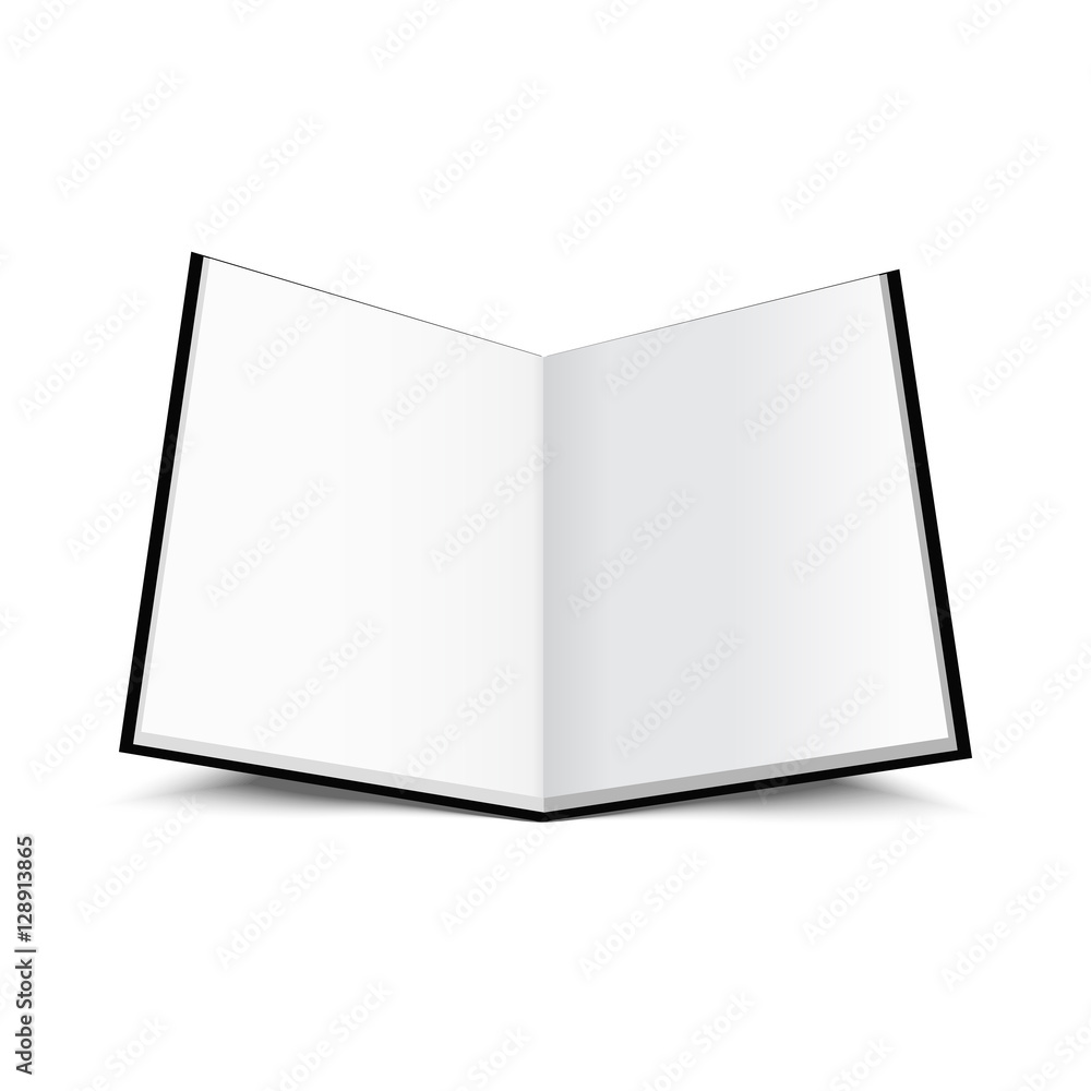 Open Book, Diary, Notebook With Black Cover, Vector Mockup Open Book, Diary, Notebook With Black Cover, Vector Mockup