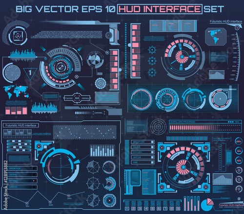 Abstract future, concept vector futuristic blue virtual graphic touch user interface HUD. For web, site, mobile applications isolated on black background, techno, online design, business, gui, ui.