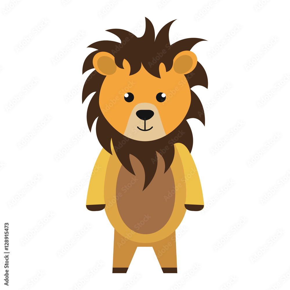 Obraz premium cute little lion animal character vector illustration design