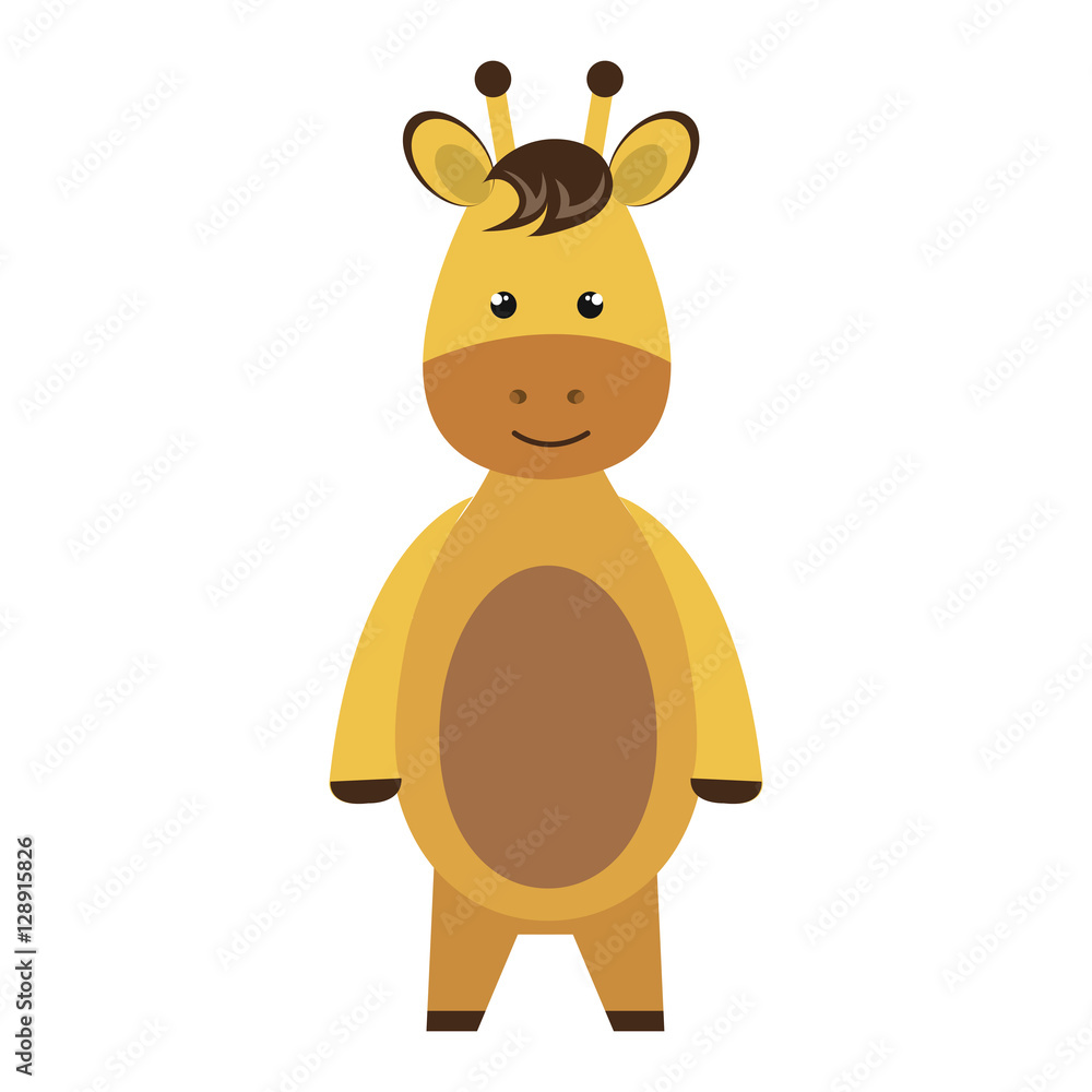 Obraz premium cute little giraffe animal character vector illustration design