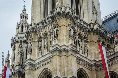 Neo-Gothic style City Hall building (1883) in Vienna, Austria.