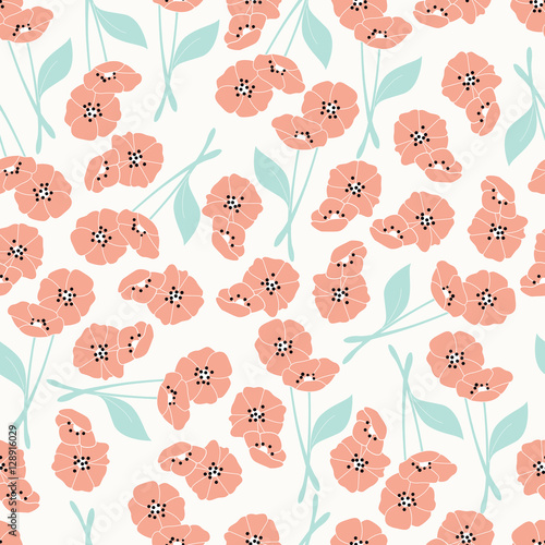 Seamless pattern with flowers and floral elements  nature life