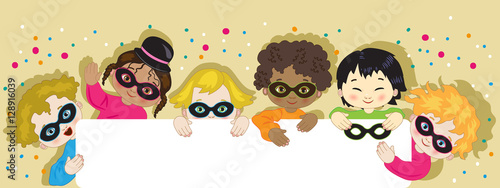 Header with Carnival Masks