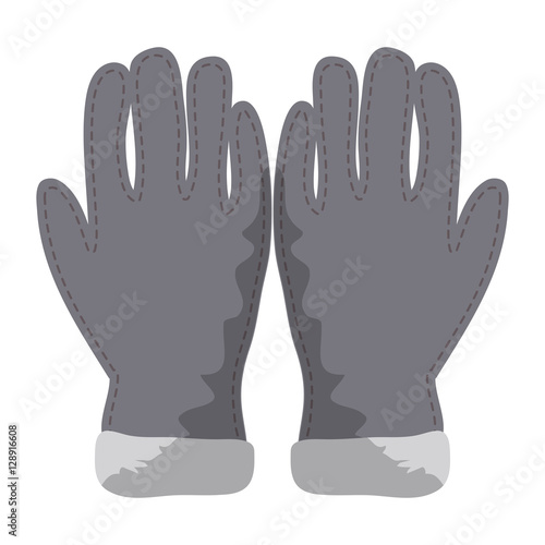 Winter Gloves Icon Symbol Design. Vector Gray wool gloves illustration isolated on white background. 