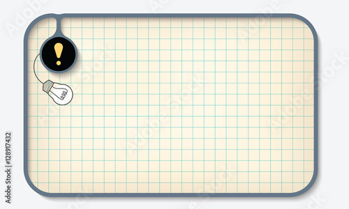 Text box for fill your text with graph paper and exclamation mar