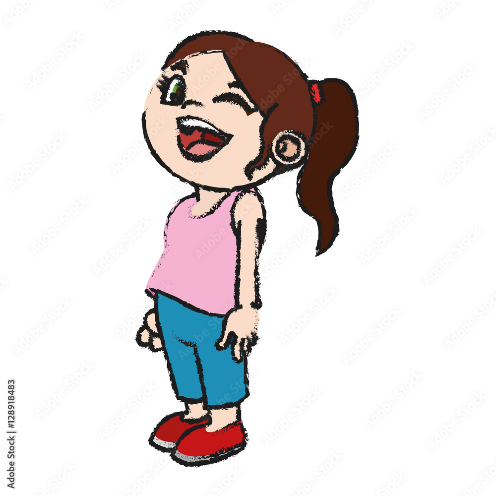 Girl cartoon icon. Kid childhood little and people theme. Isolated design. Vector illustration Girl cartoon icon. Kid childhood little and people theme. Isolated design. Vector illustration