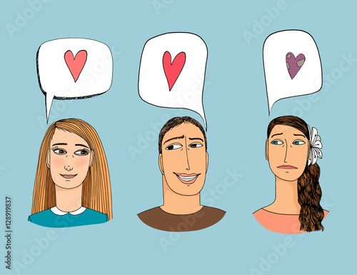 Feelings of three people. 