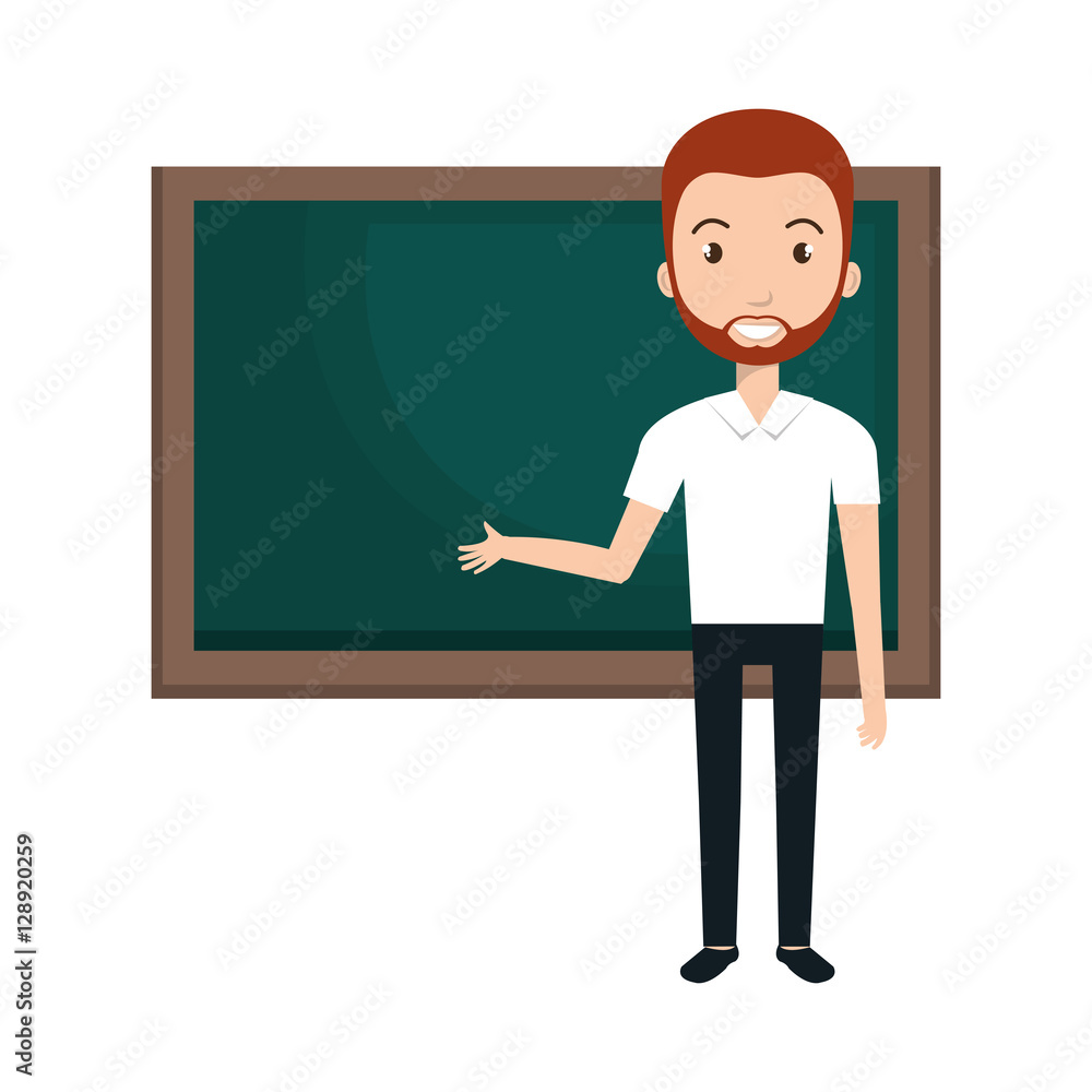 young man teacher character with greenboard vector illustration design young man teacher character with greenboard vector illustration design