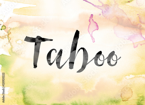 Taboo Colorful Watercolor and Ink Word Art photo