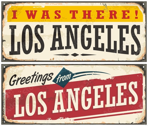 Plakat Los Angeles retro podróży znak lub pocztówka szablon