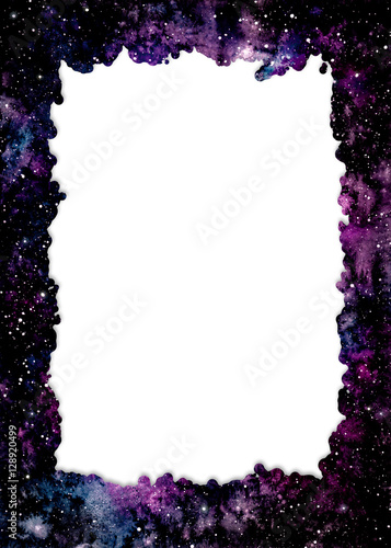 Frame With Watercolor Outer Space and Place for Text
