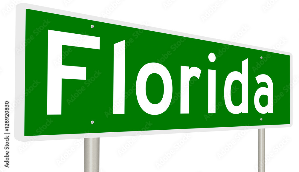 A 3d rendering of a green highway sign for Florida A 3d rendering of a green highway sign for Florida