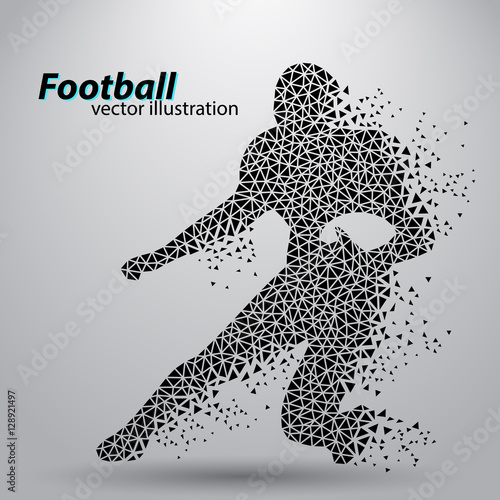 Silhouette of a football player from triangle. Rugby. American footballer