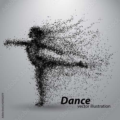 Silhouette of a dancing girl from particles