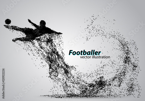 silhouette of a football player from particles
