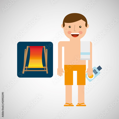 man beach chair shorts towel beach vacations vector illustration eps 10 photo