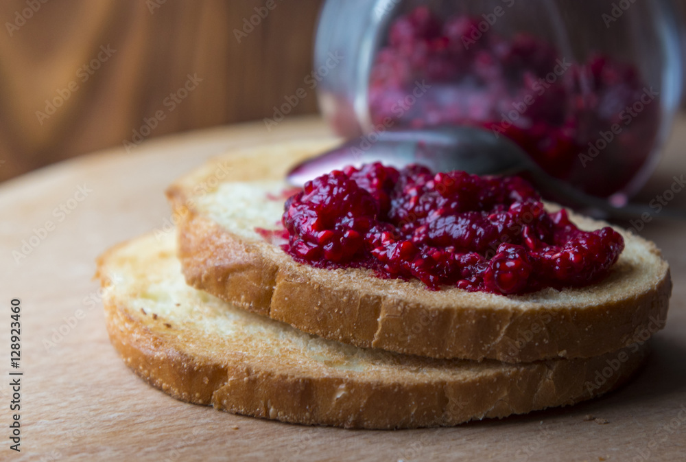 Bread with Homemade Raspberry Jam Bread with Homemade Raspberry Jam