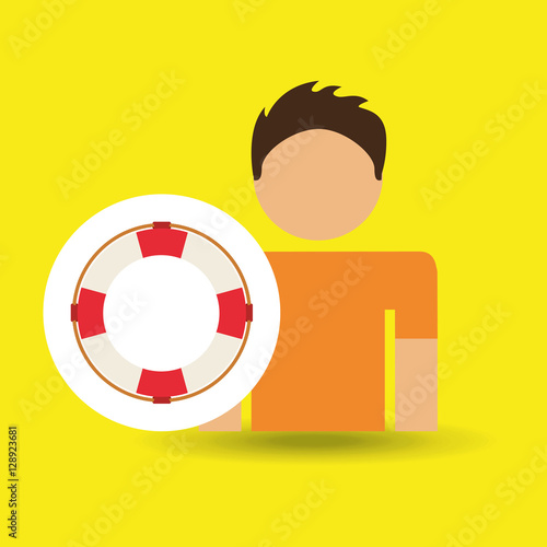 male character traveler lifebuoy vector illustration eps 10