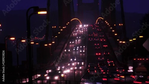 Golden Gate Bridge in Fog-San Francisco--Purple