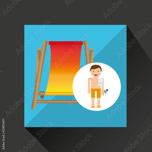 man beach chair shorts towel beach vacations vector illustration eps 10 photo