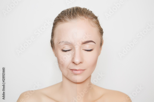 old and young woman with closed eyes