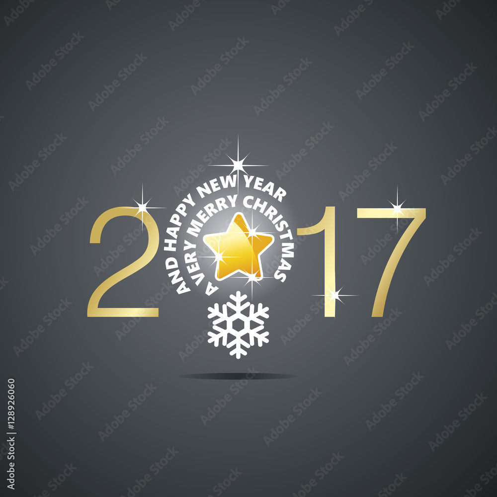 New Year 2017 Christmas idea bulb ball star black vector