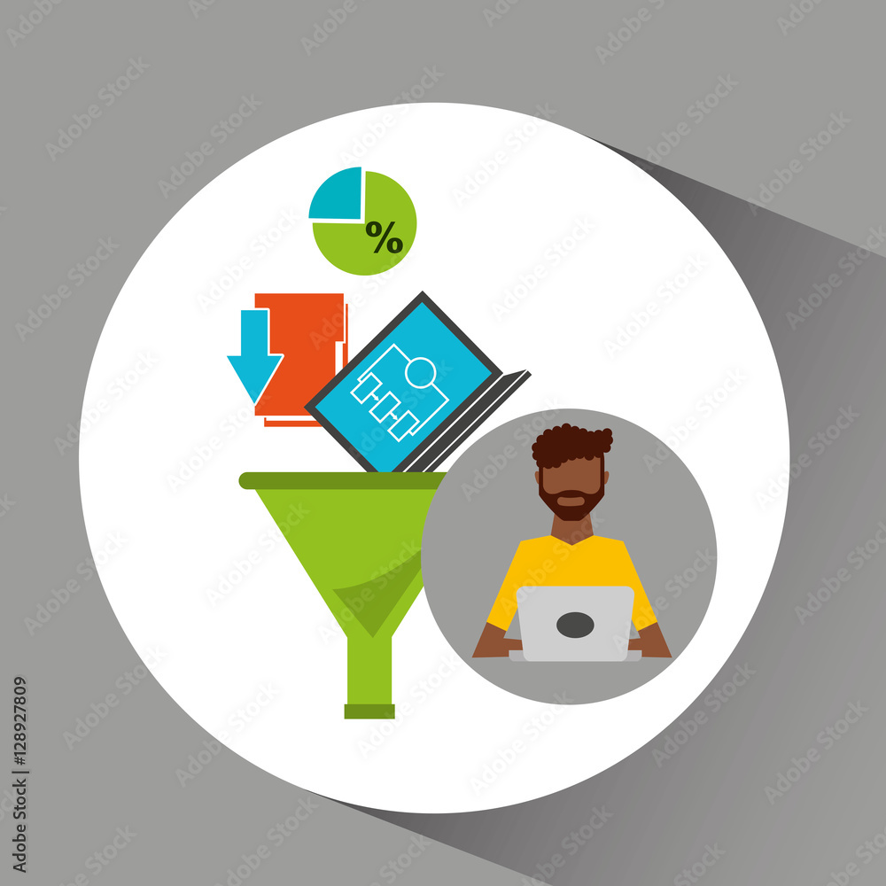 afro man working laptop data analytics vector illustration eps 10 afro man working laptop data analytics vector illustration eps 10