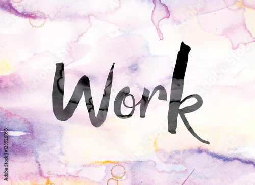 Work Colorful Watercolor and Ink Word Art