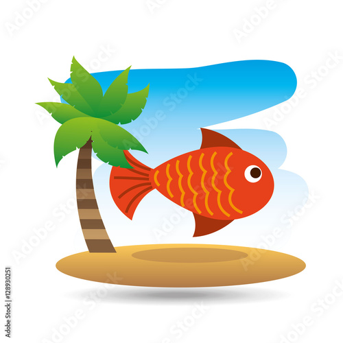 tropical vacation beach fish icon vector illustration eps 10
