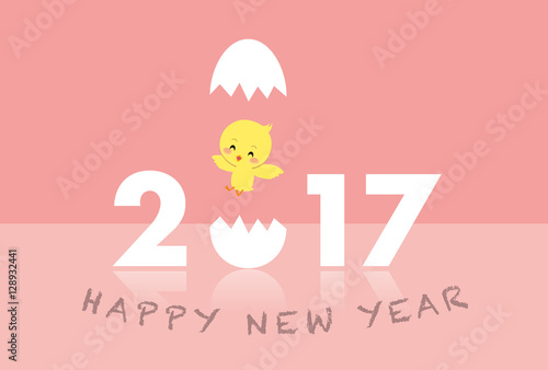 2017 new year card birth bird width